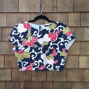 Zara Crop Floral Print Top L
